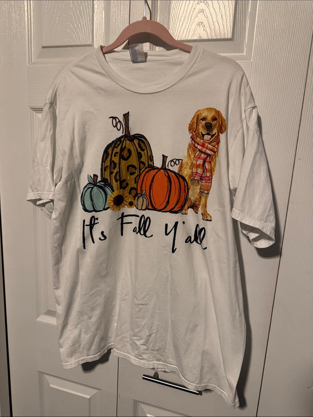 Port and Company White Fall Pumpkin Dog Graphic Tee